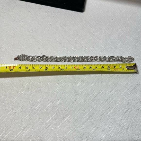 Vintage Sterling Silver Open Weave Bracelet Stamped STG Perfect for Charms - Picture 4 of 6